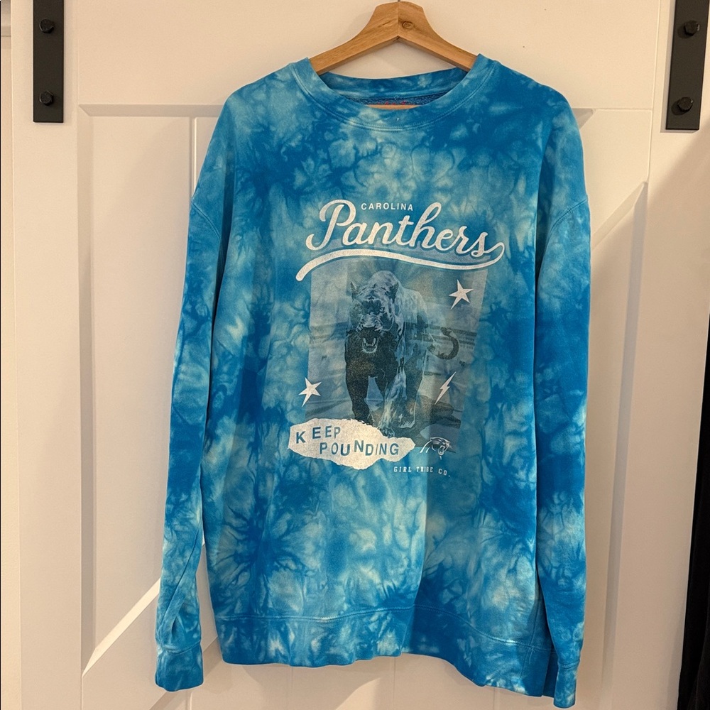 Girl Tribe Carolina Panthers Blue Tie-Dye Sweatshirt